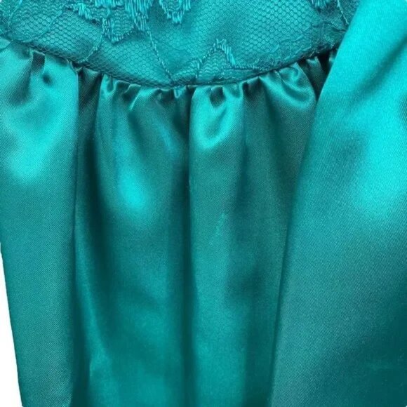 VINTAGE 80'S ILGWU UNION MADE WORKERS UNION TEAL/TURQUOISE FORMAL BOW DRESS 9 - Picture 8 of 16